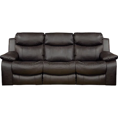 Casual Lay Flat Power Reclining Sofa with Power Headrest and Drop Down Table